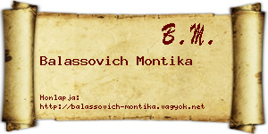 Balassovich Montika névjegykártya